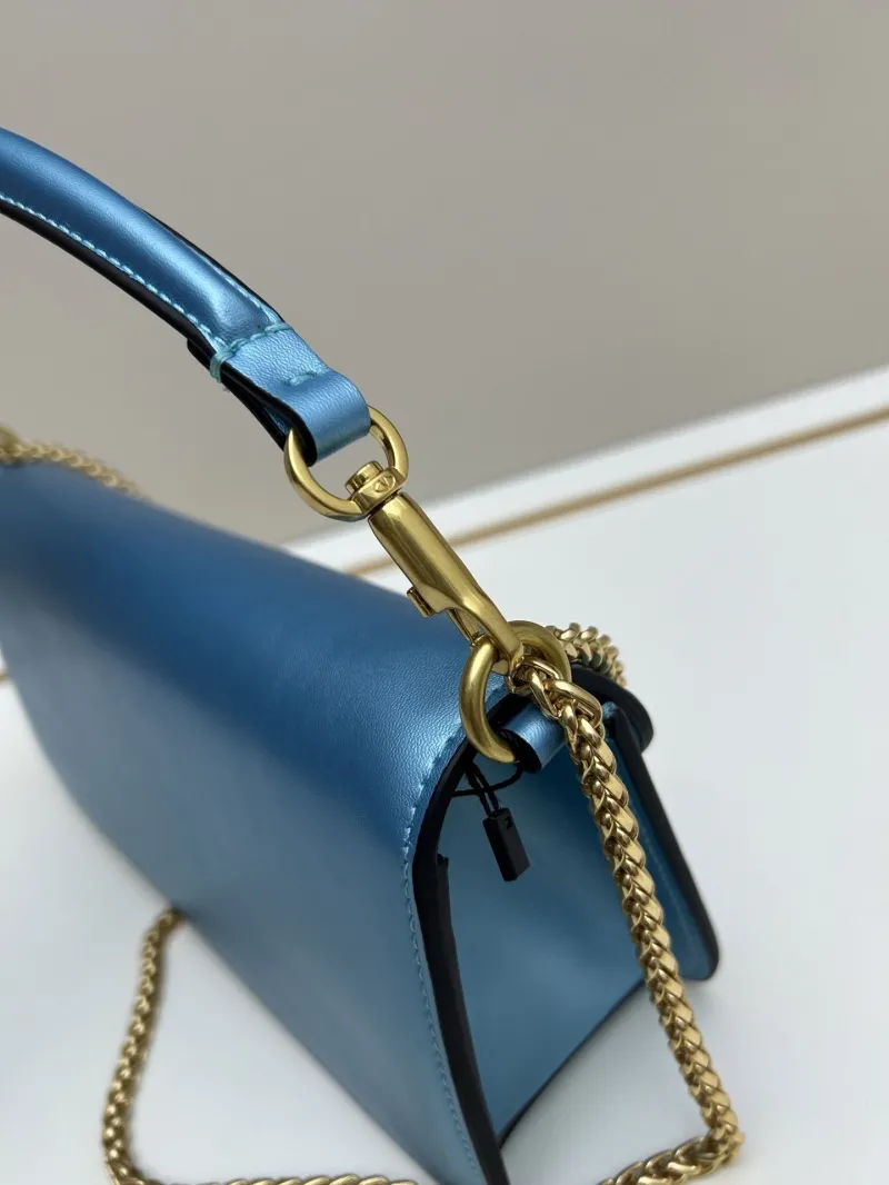 Valentino Blue Leather Satchel Bag 20266 - Image 4