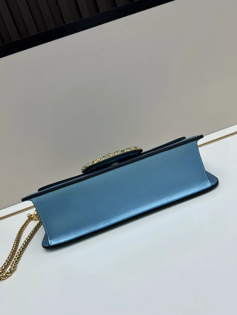 Valentino Blue Leather Satchel Bag 20266 - Image 6