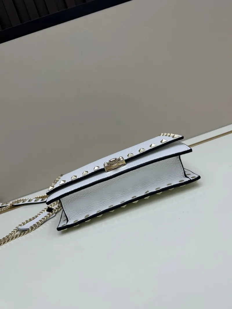 Valentino White Leather Rockstud Crossbody Bag - Image 5