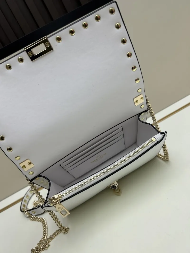 Valentino White Leather Rockstud Crossbody Bag - Image 7