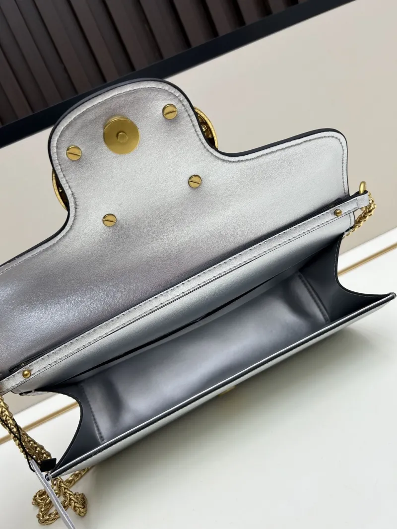 Valentino Silver Leather Satchel Crossbody Bag 20266 - Image 7