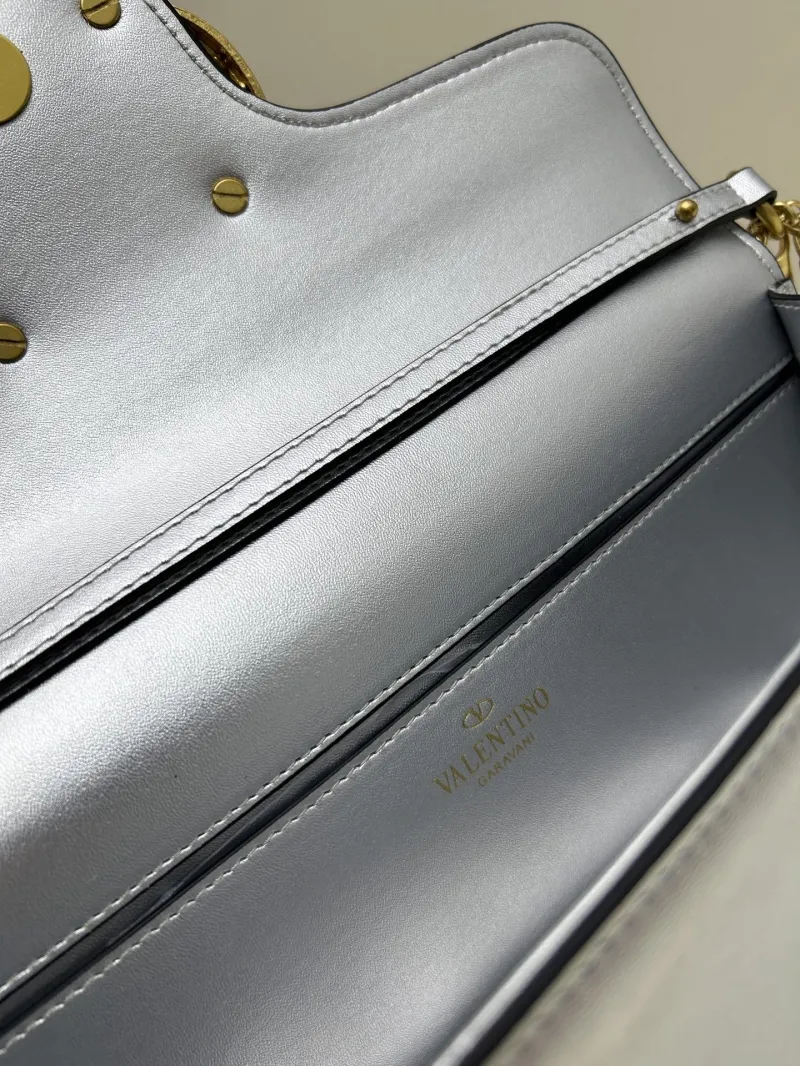 Valentino Silver Leather Satchel Crossbody Bag 20266 - Image 8