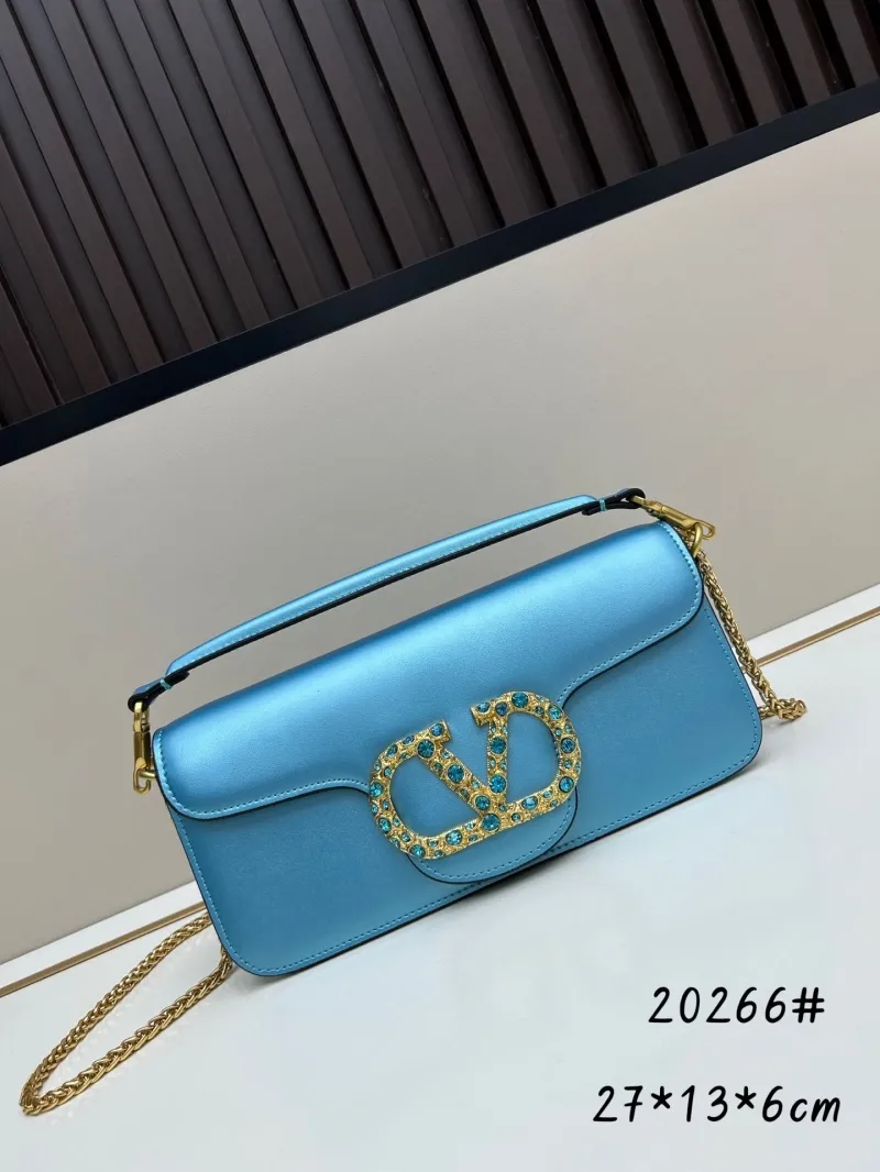 Valentino Light Blue Leather Chain Satchel Bag 20266