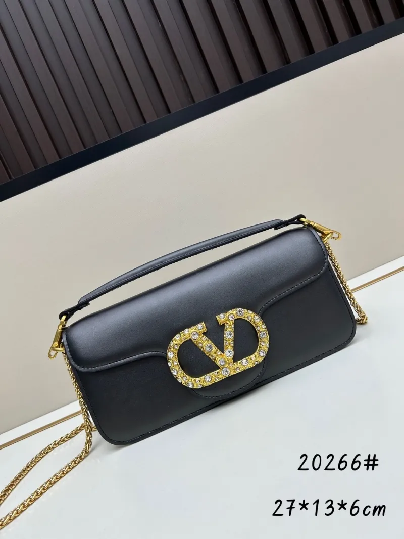 Valentino Black Leather Satchel Bag 20266 27*13*6cm