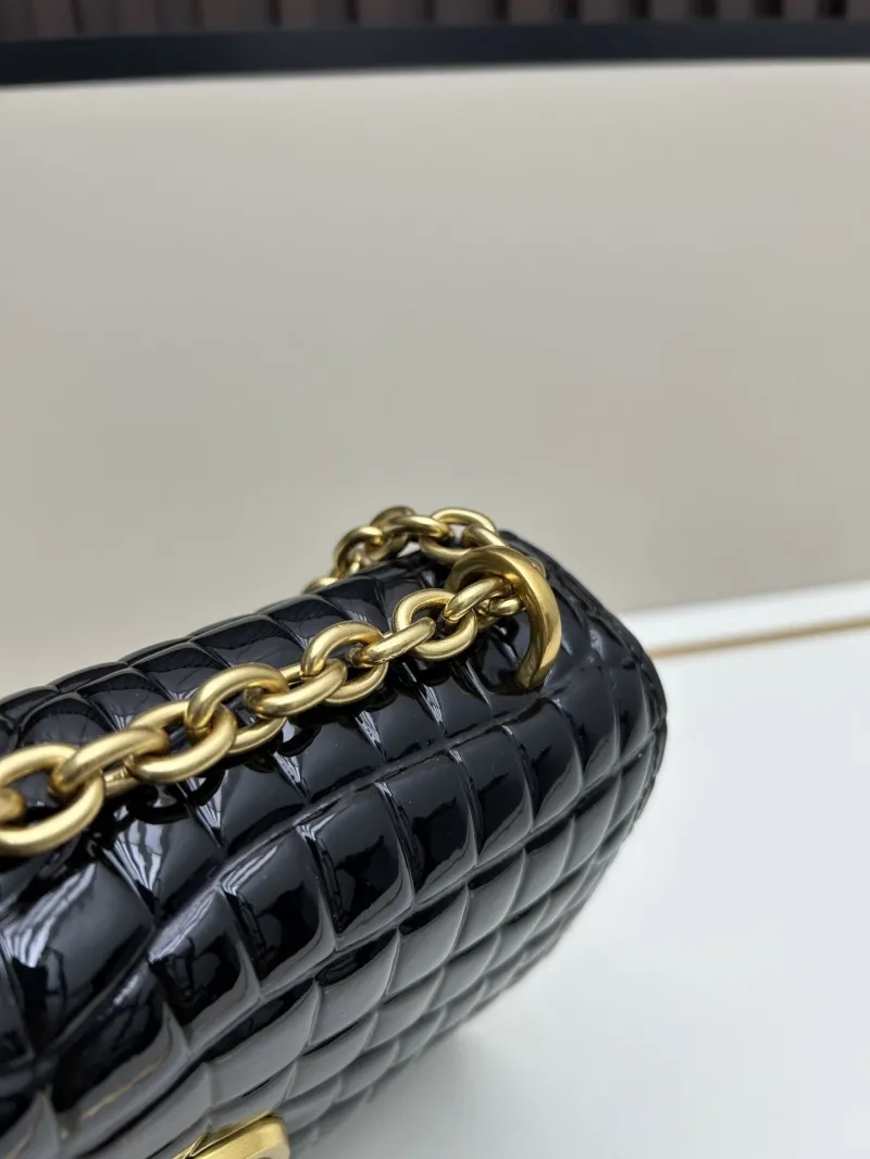 Valentino Black Croc Embossed Chain Satchel Bag 20261-1 - Image 6