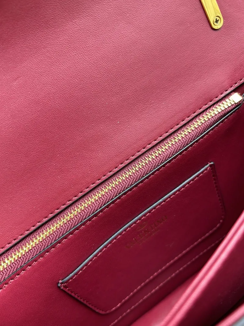 Valentino Burgundy Croc Embossed Chain Satchel Bag 20261-1 - Image 8