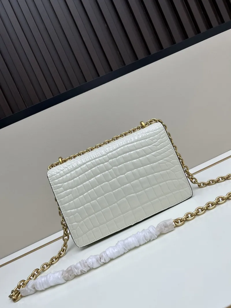 Valentino White Crocodile Leather Satchel Bag 20261-1 - Image 3