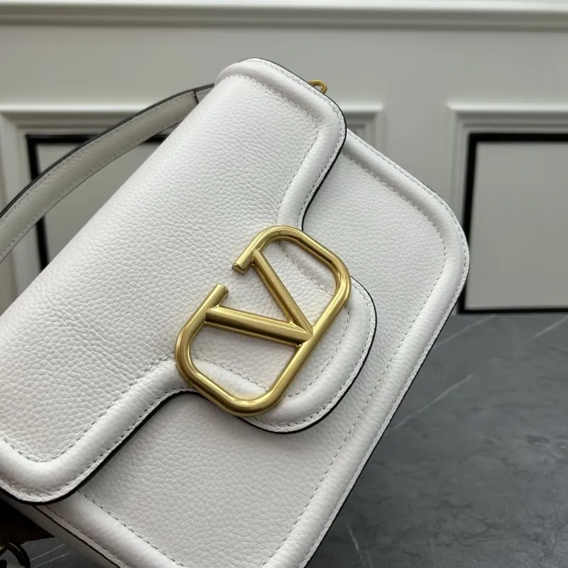 Valentino White Leather Satchel Crossbody Bag 0129 - Image 4