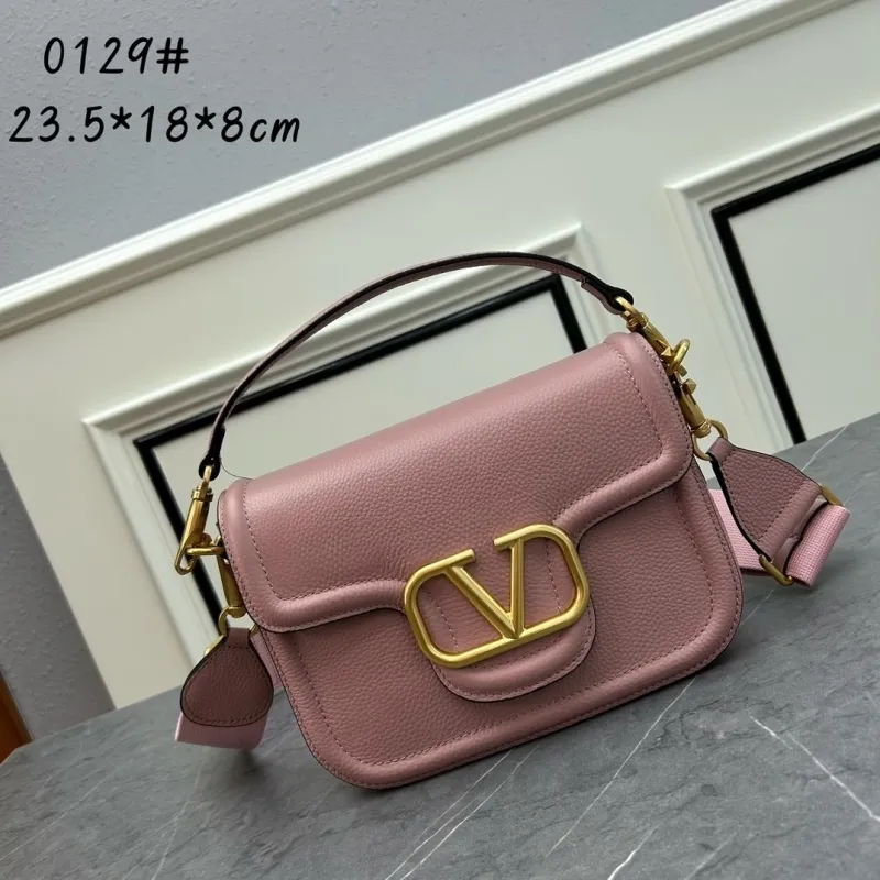 Valentino Pink Leather Satchel Crossbody Bag 0129