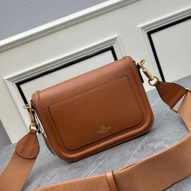 Valentino Brown Leather Crossbody Satchel Bag 0129 - Image 3