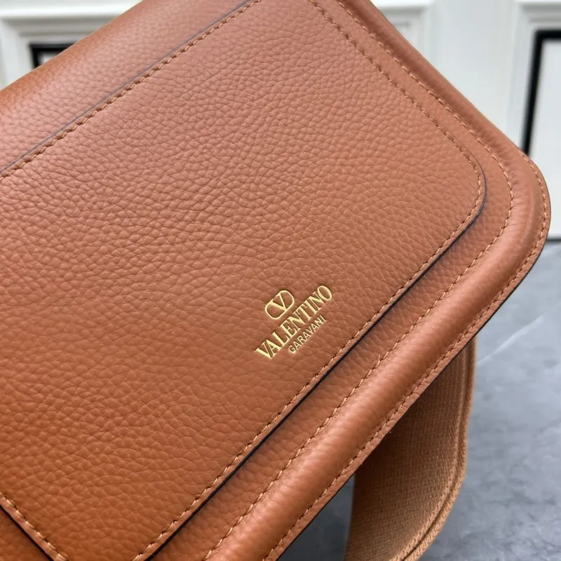 Valentino Brown Leather Crossbody Satchel Bag 0129 - Image 4