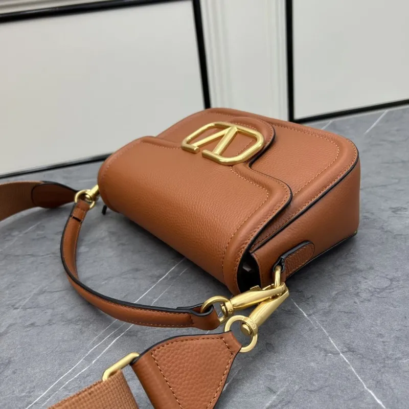 Valentino Brown Leather Crossbody Satchel Bag 0129 - Image 5