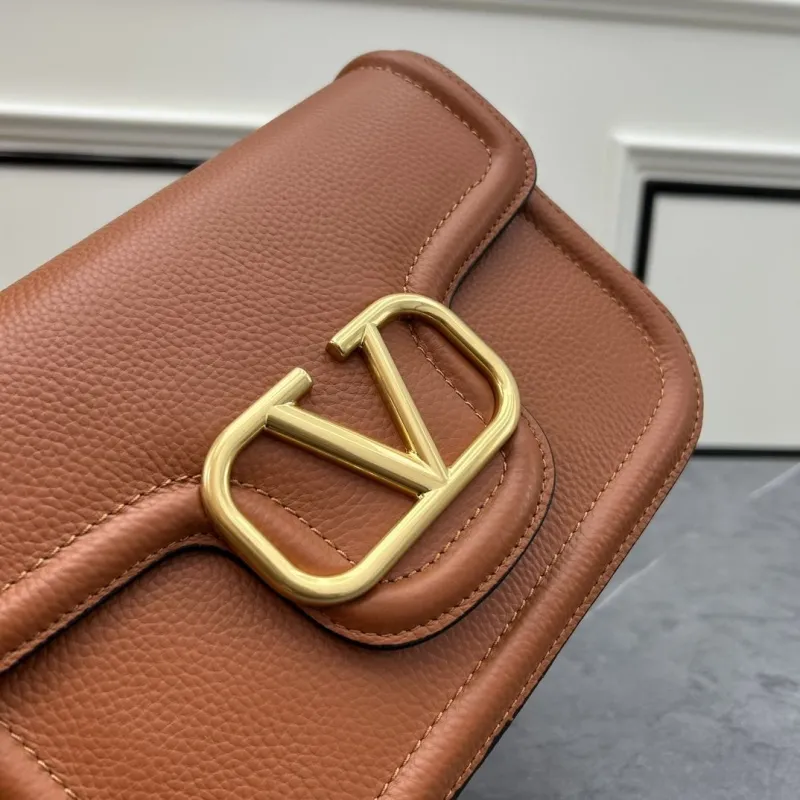 Valentino Brown Leather Crossbody Satchel Bag 0129 - Image 6