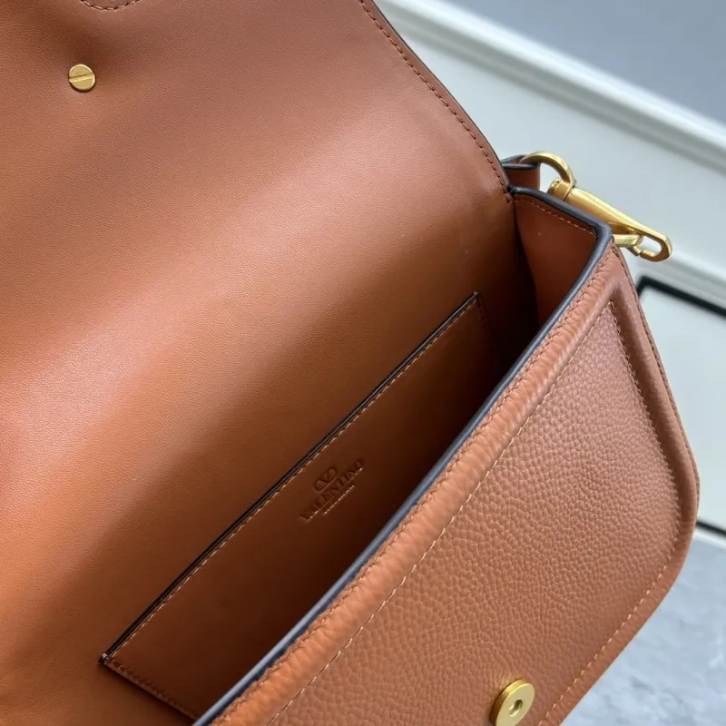 Valentino Brown Leather Crossbody Satchel Bag 0129 - Image 9