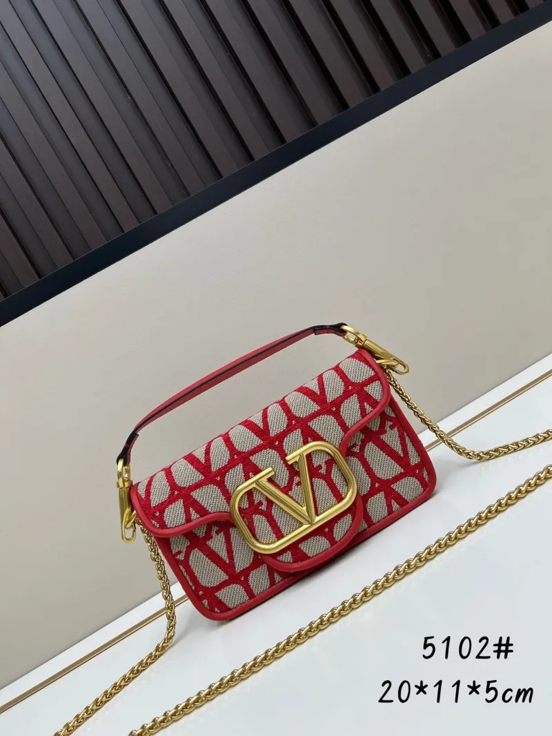Valentino Red Pattern Chain Satchel Bag 5102