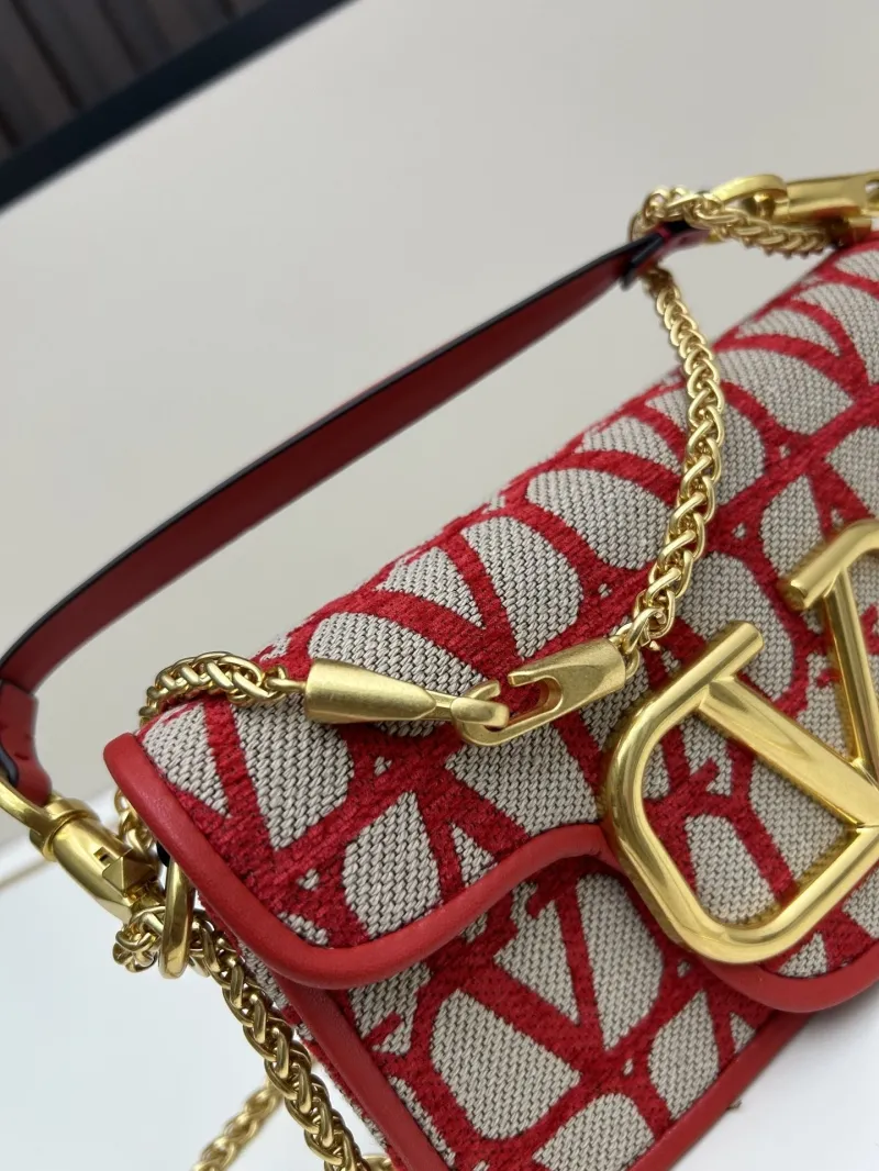 Valentino Red Pattern Chain Satchel Bag 5102 - Image 5