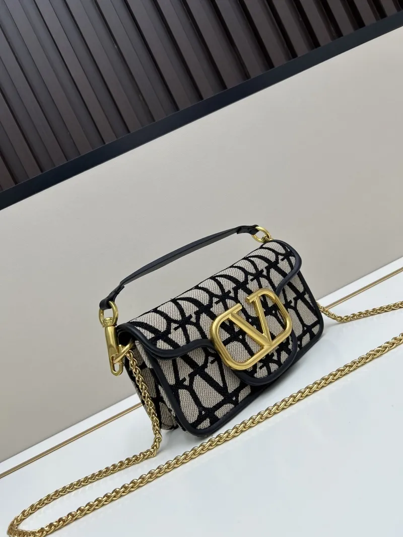 Alternative view of Valentino 5102 Monogram Satchel Bag Beige Black 20x11x5cm