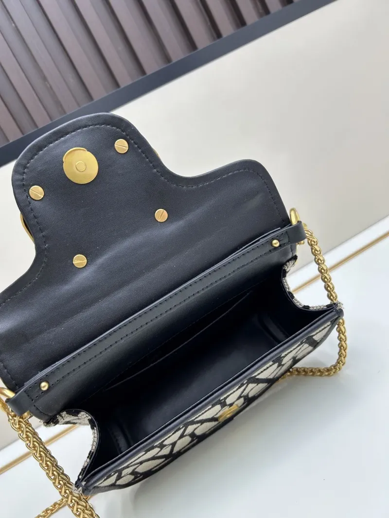 Valentino 5102 Monogram Satchel Bag Beige Black 20x11x5cm - Image 7