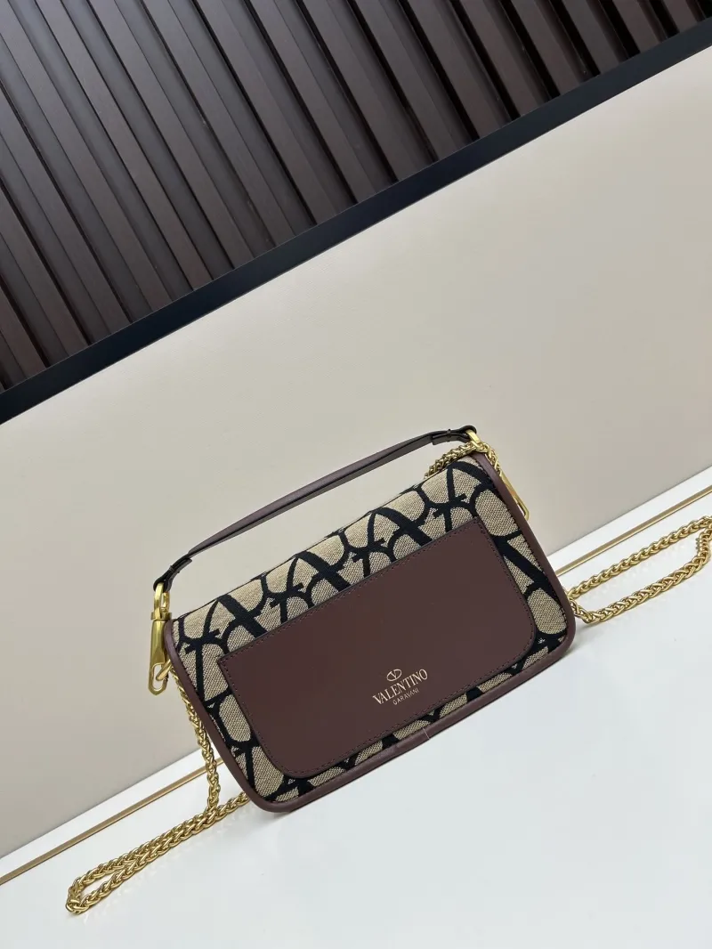 Valentino 5102 Beige Black Monogram Satchel Crossbody Bag - Image 3