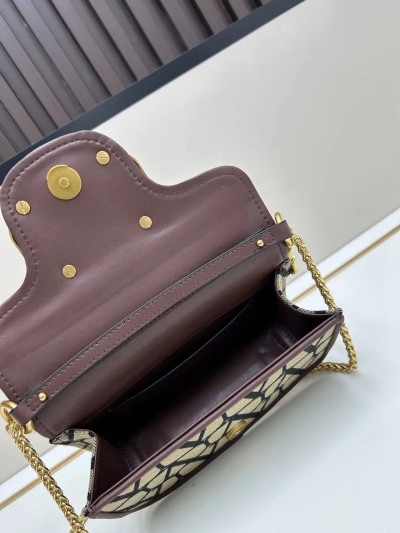 Valentino 5102 Beige Black Monogram Satchel Crossbody Bag - Image 7