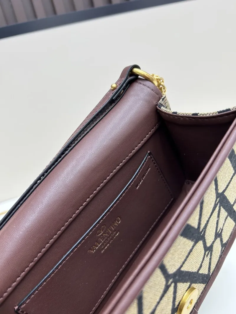 Valentino 5102 Beige Black Monogram Satchel Crossbody Bag - Image 8