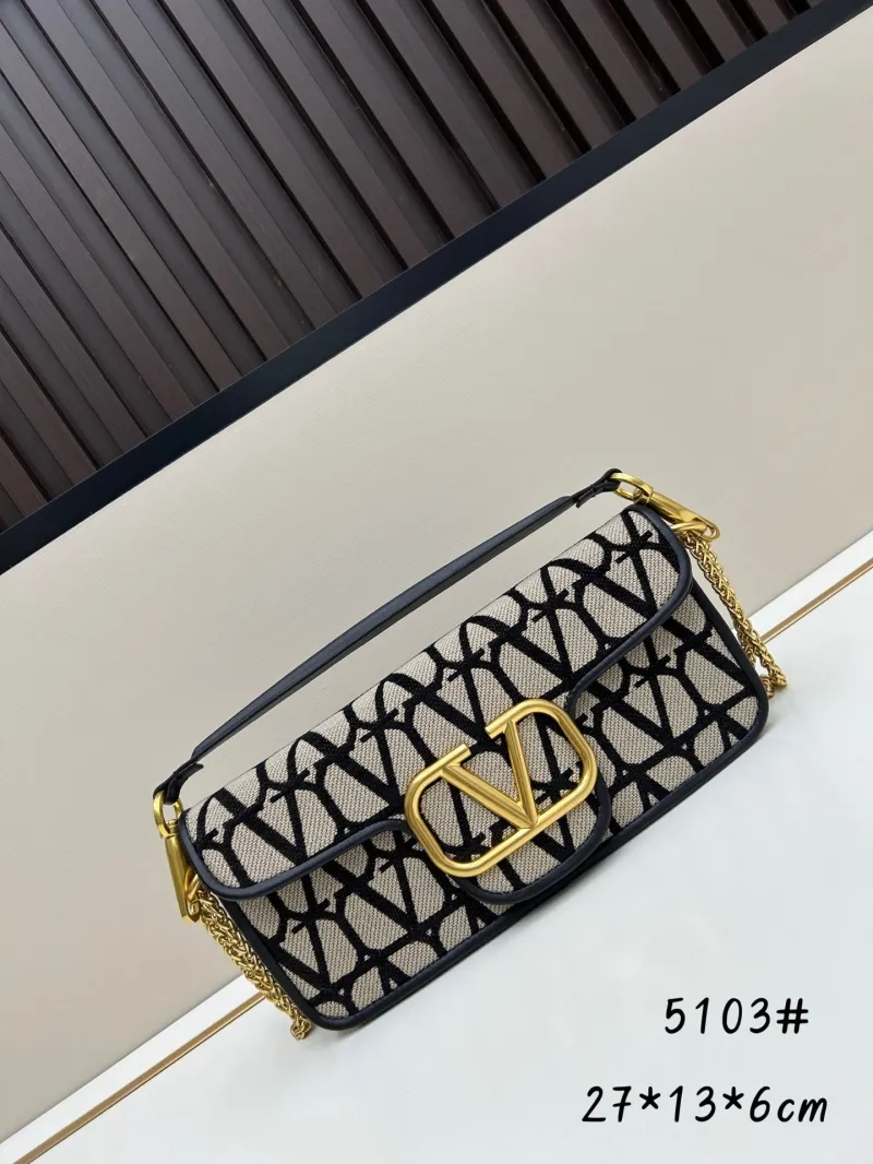 Valentino 5103 Beige Black Satchel Bag