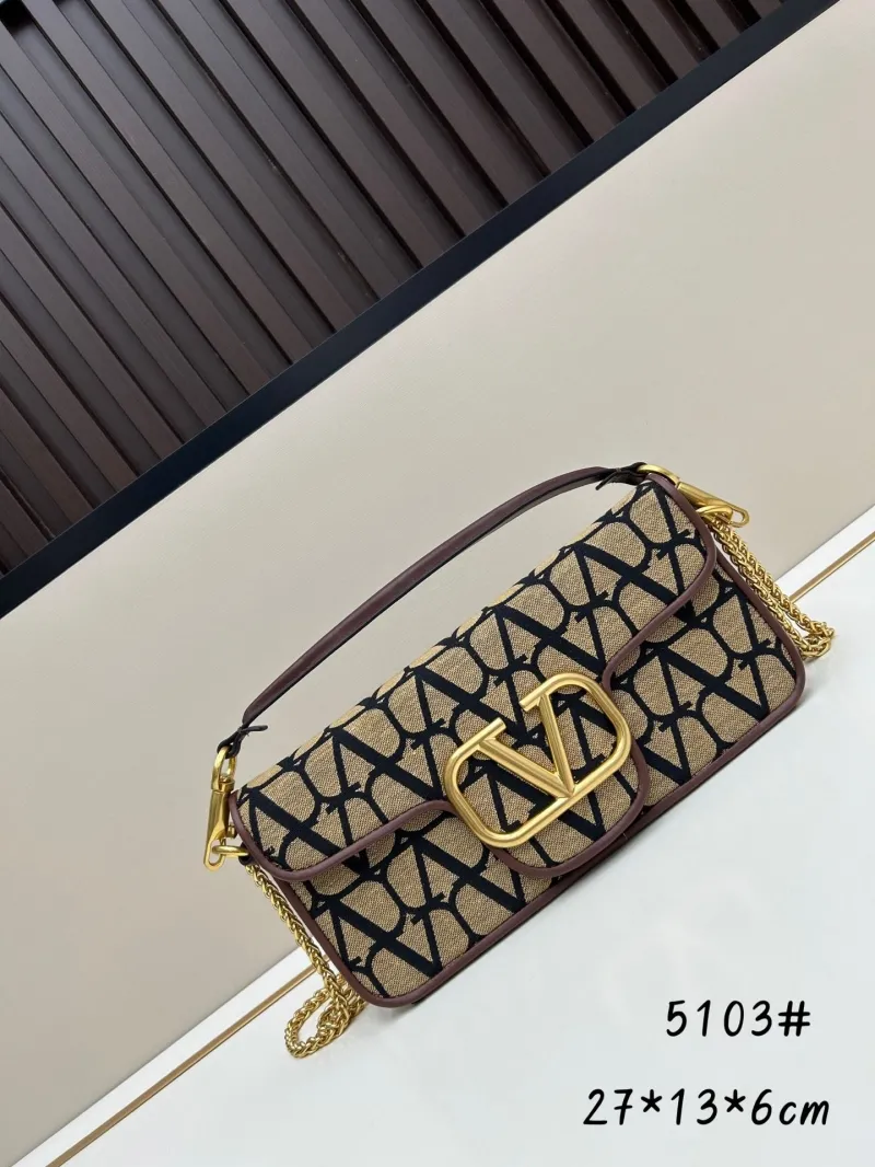 Valentino Beige Black Canvas Satchel Bag 5103