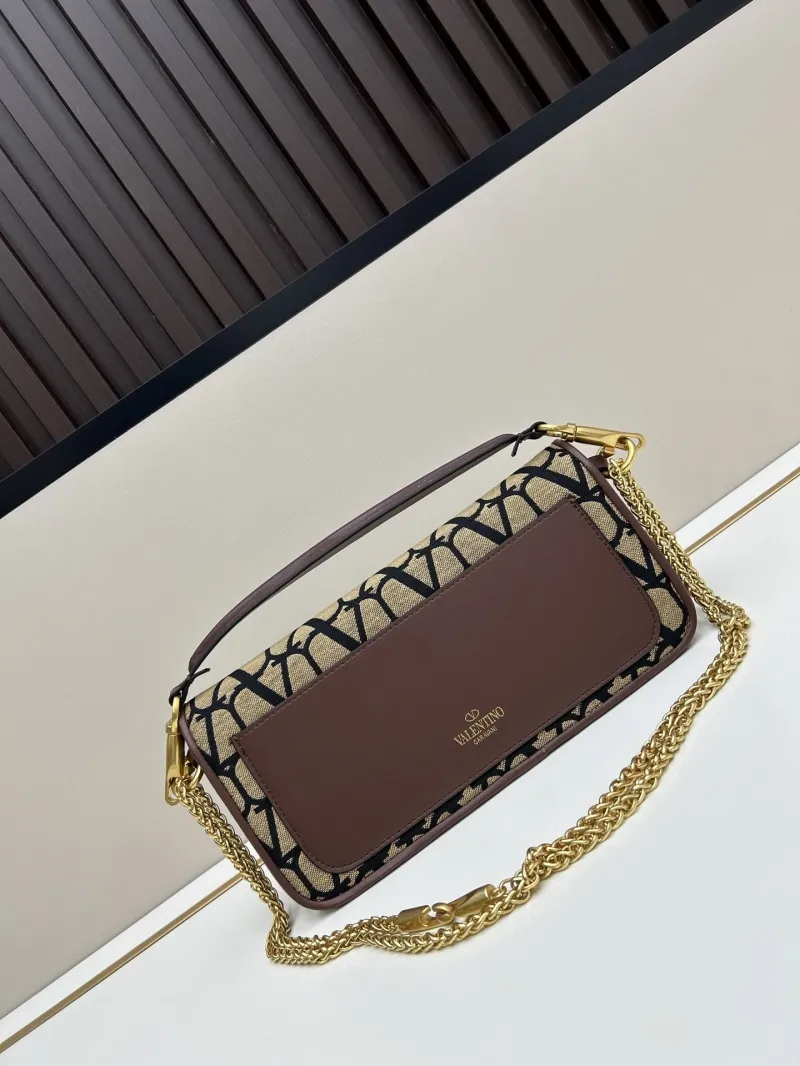 Valentino Beige Black Canvas Satchel Bag 5103 - Image 3