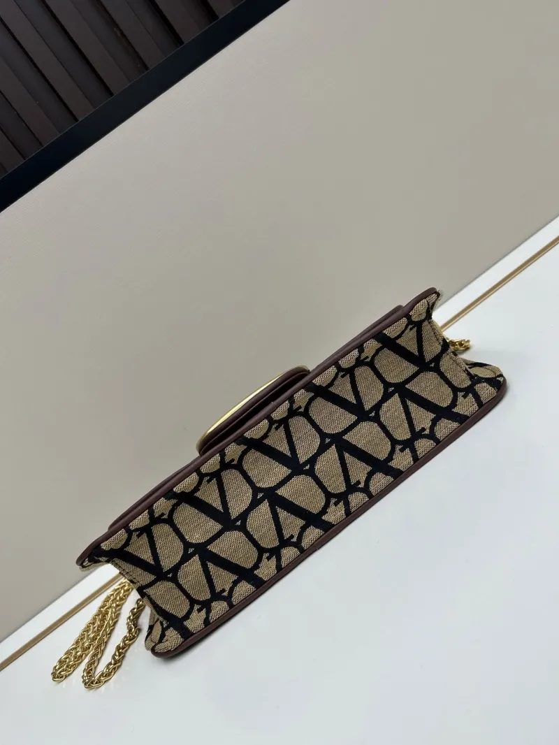 Valentino Beige Black Canvas Satchel Bag 5103 - Image 5