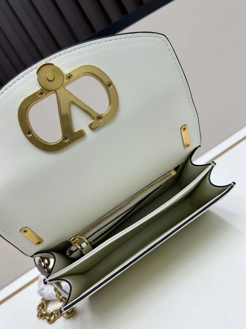 Valentino White Leather Chain Satchel Bag 20260 - Image 7