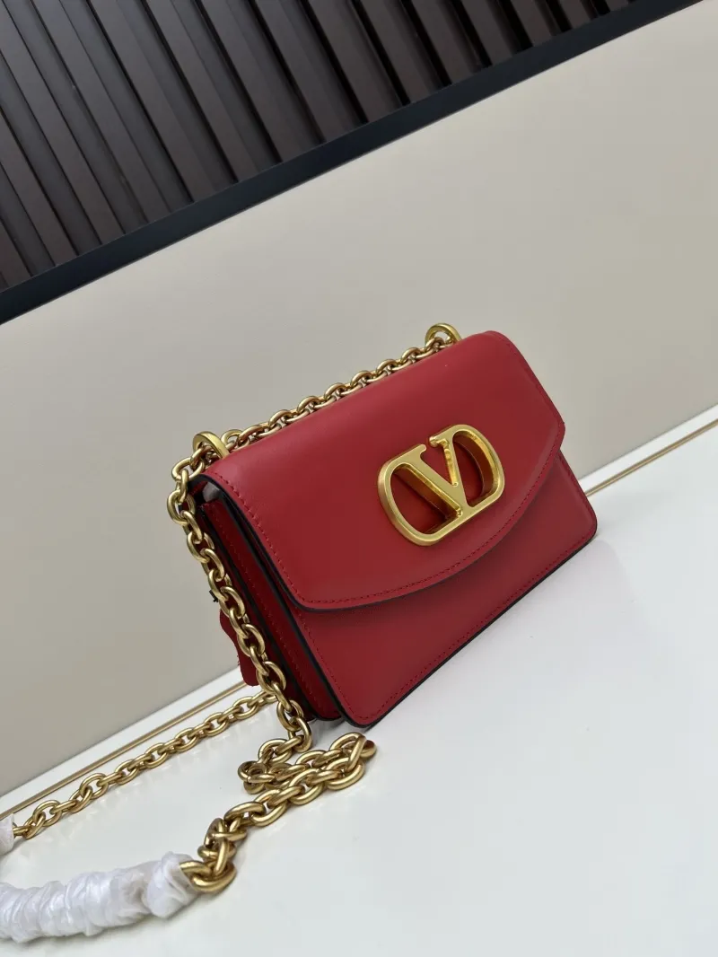 Valentino Red Leather Chain Satchel Bag 20260 - Image 4