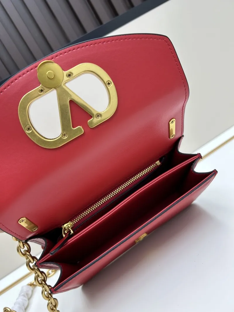 Valentino Red Leather Chain Satchel Bag 20260 - Image 7
