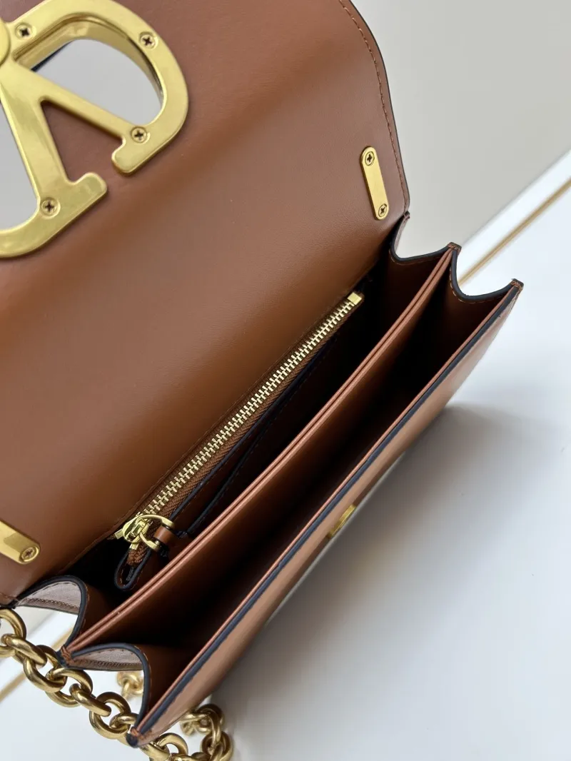 Valentino Brown Leather Chain Satchel Bag 20260 - Image 7
