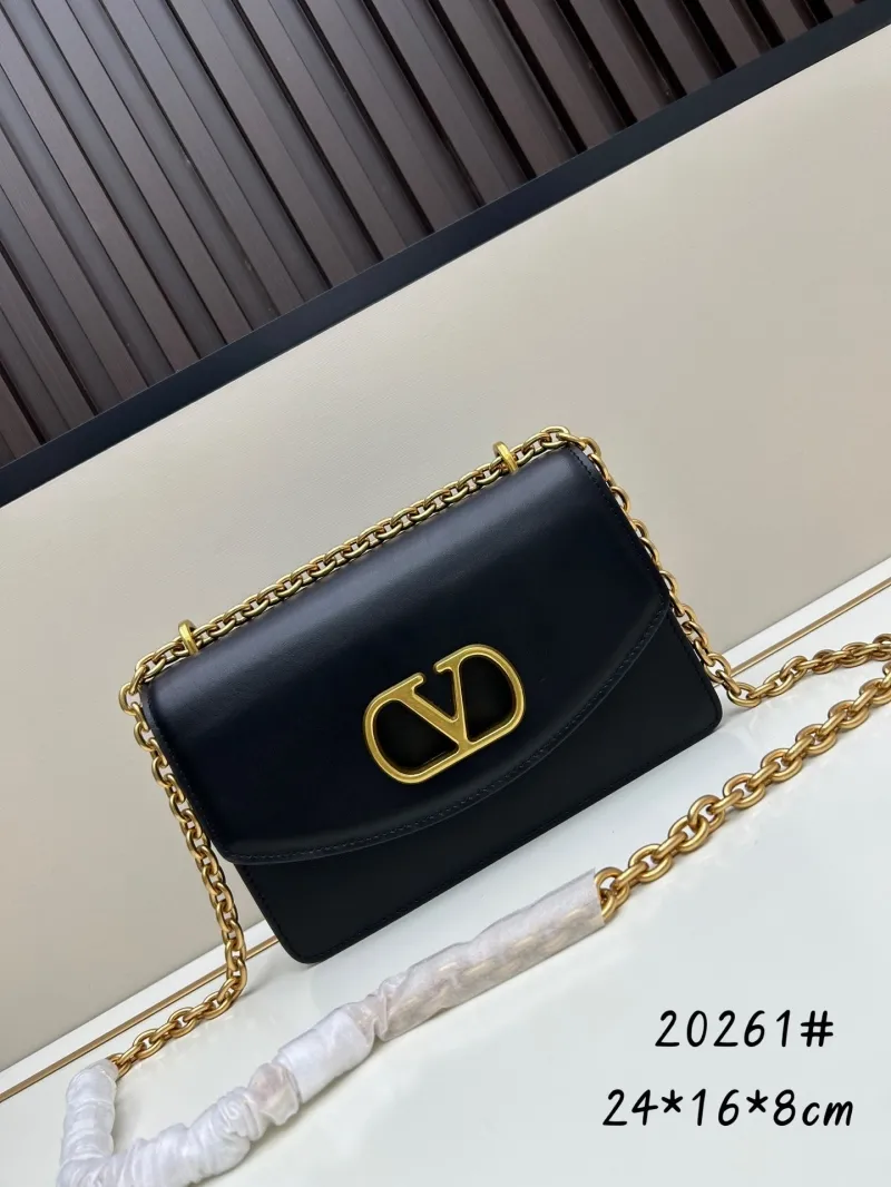 Valentino Black Leather Chain Satchel Bag 20261