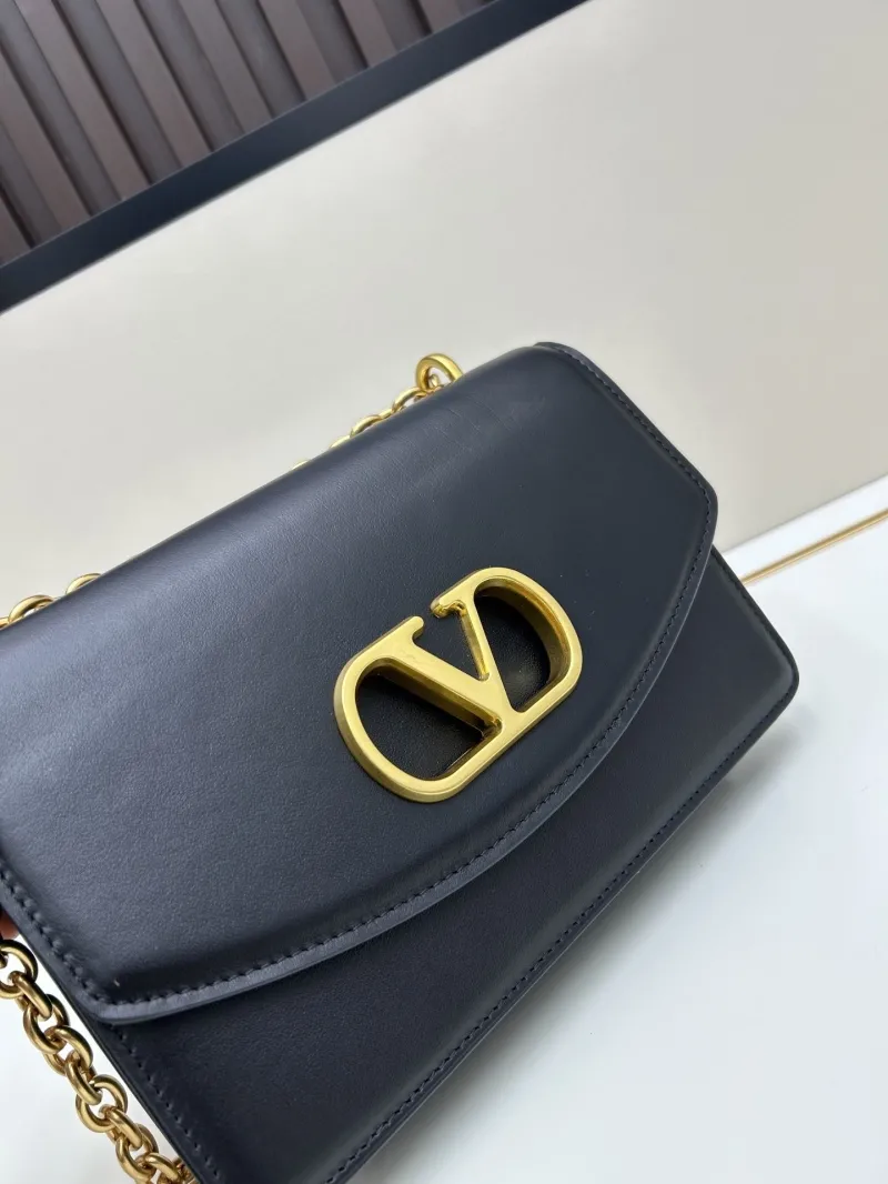 Valentino Black Leather Chain Satchel Bag 20261 - Image 4