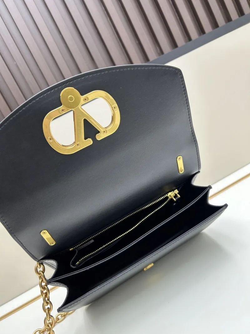 Valentino Black Leather Chain Satchel Bag 20261 - Image 7