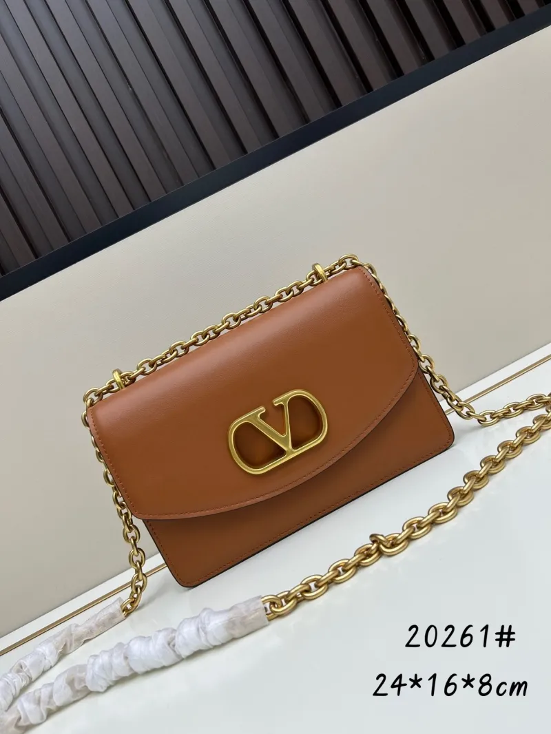 Valentino Brown Leather Chain Crossbody Bag 20261