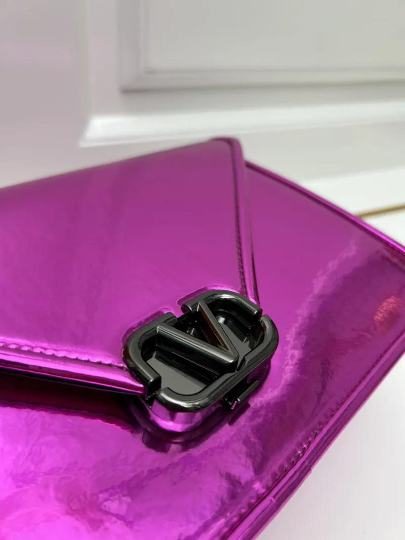 Valentino Metallic Fuchsia Satchel Bag 24x15x8cm Model 5019 - Image 3