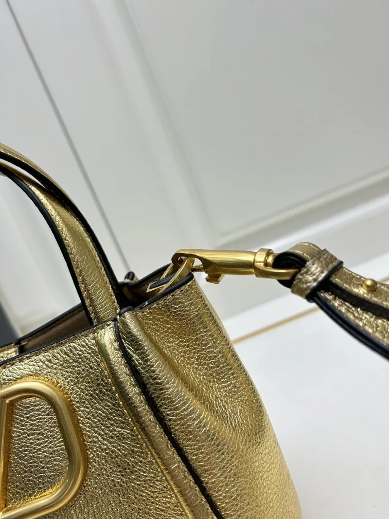 Valentino Gold Small Satchel Crossbody Bag 5041 - Image 5