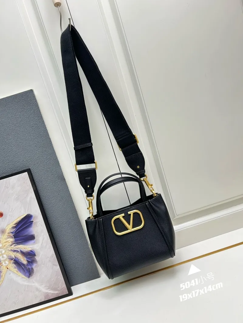 Valentino Small Black Leather Satchel Bag 5041 - Image 4