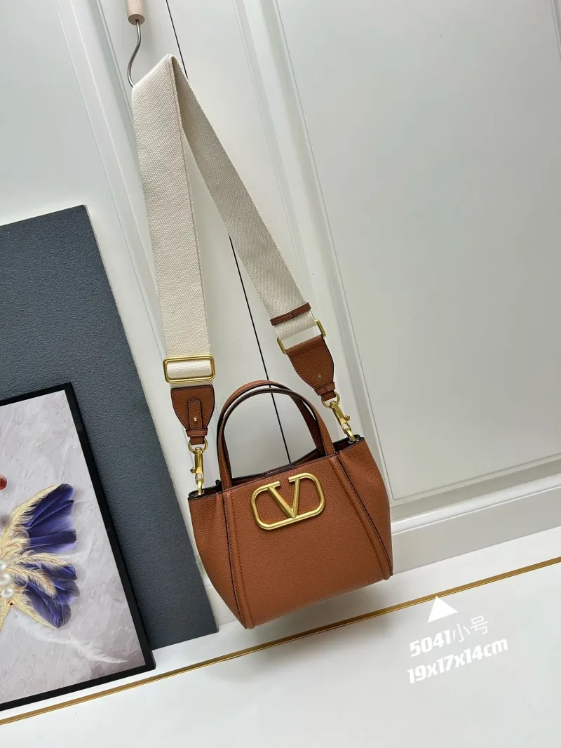 Valentino Small Brown Leather Satchel Bag 5041 - Image 4