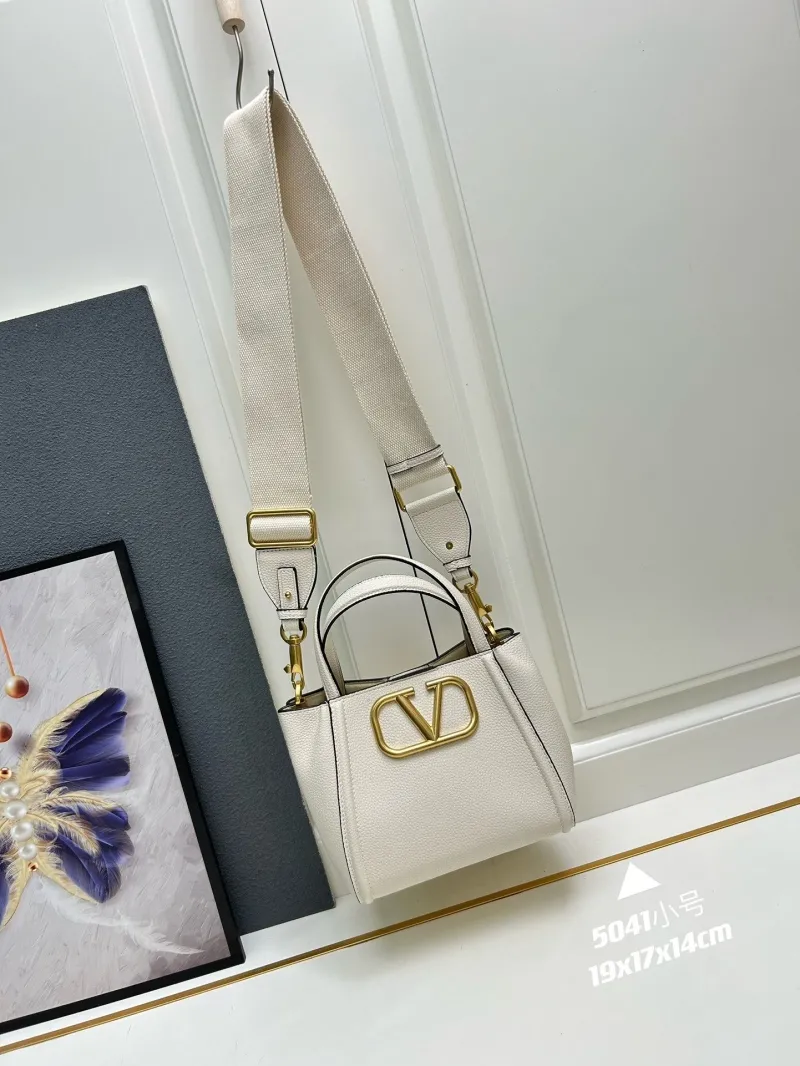 Valentino Small Cream Leather Satchel Bag - Image 4