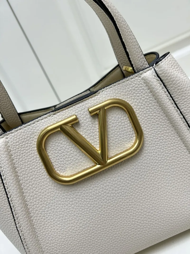 Valentino Small Cream Leather Satchel Bag - Image 6
