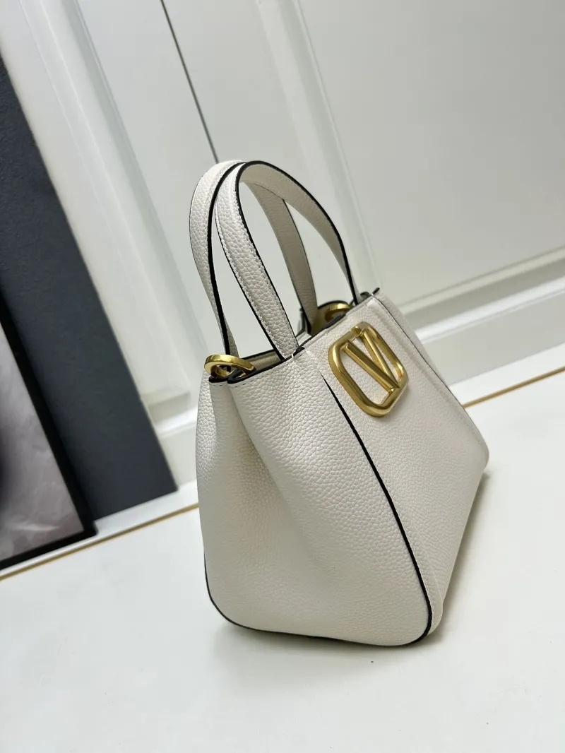 Valentino Small Cream Leather Satchel Bag - Image 7