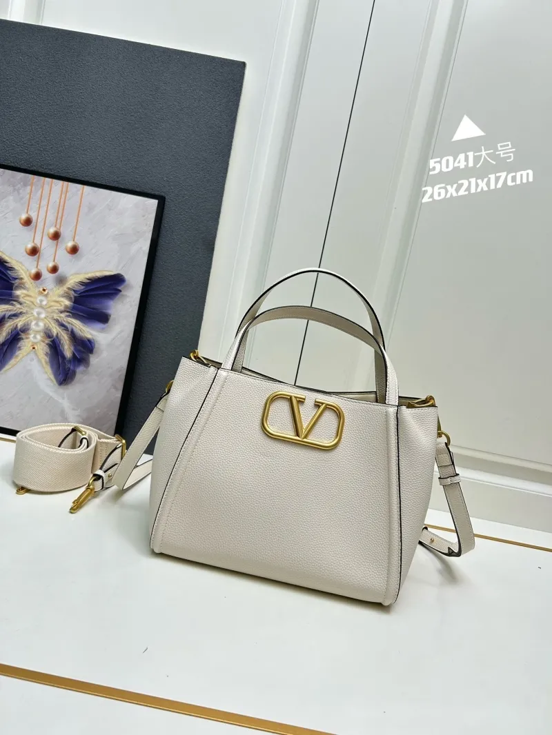 Valentino Cream White Leather Satchel Bag Model 5041 Large