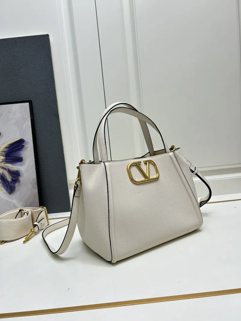 Valentino Cream White Leather Satchel Bag Model 5041 Large - Image 3