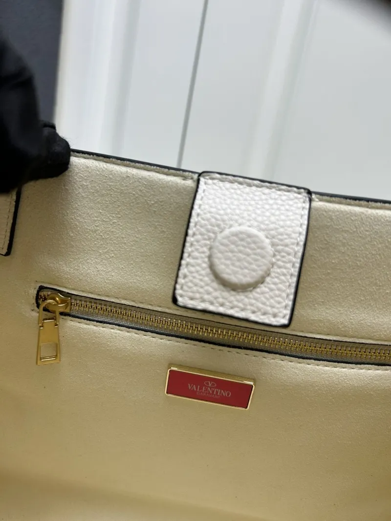 Valentino Cream White Leather Satchel Bag Model 5041 Large - Image 8