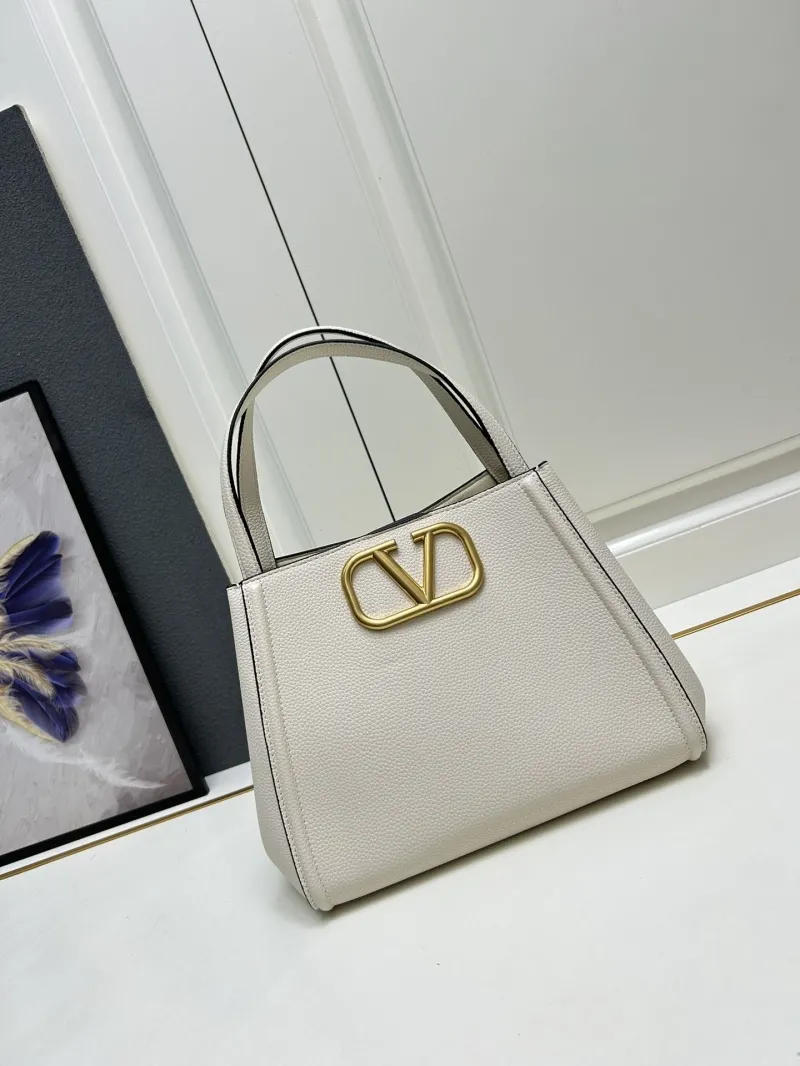 Valentino Cream White Leather Satchel Bag Model 5041 Large - Image 9