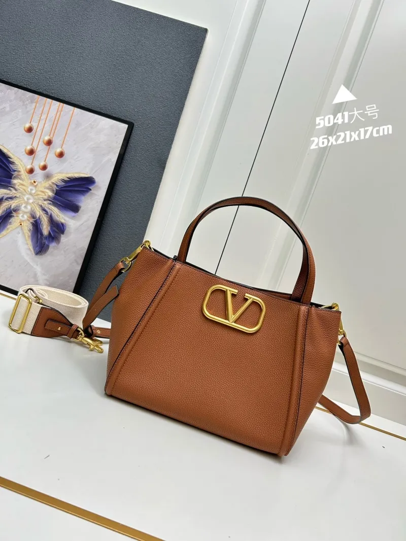 Valentino 5041 Large Brown Leather Satchel Bag