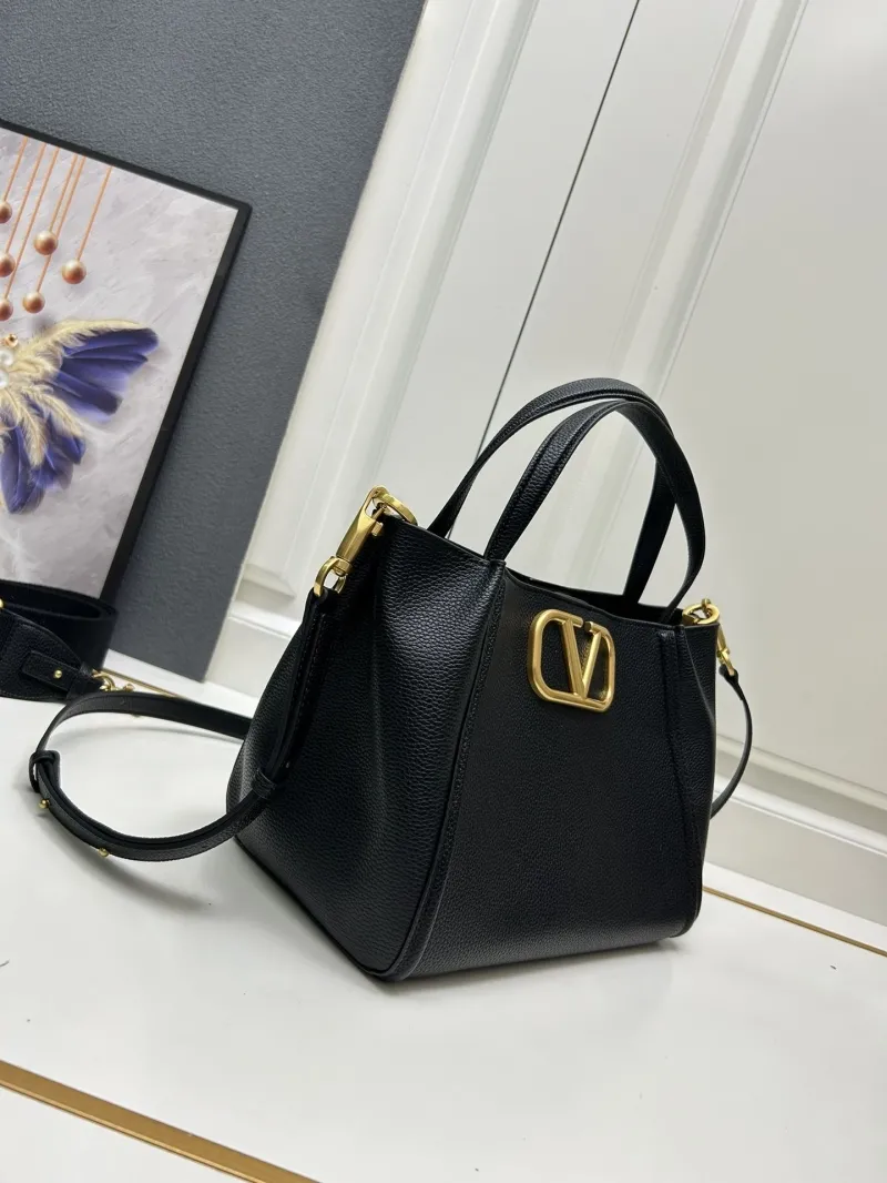 Valentino 5041 Large Black Leather Satchel Bag - Image 3